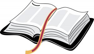 Graphic of an open Bible.