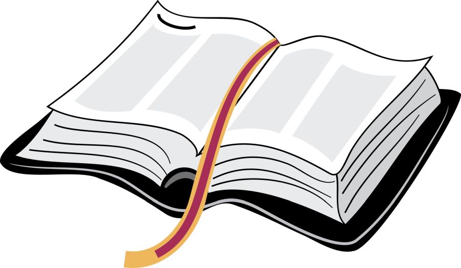 Graphic of an open Bible.