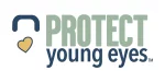 Logo of "Protect Young Eyes," featuring a combination of text and a heart symbol, with a color scheme of blue, green, and yellow.