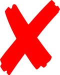 Red "X" symbol on a white background.