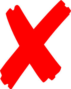 Red "X" symbol on a white background.